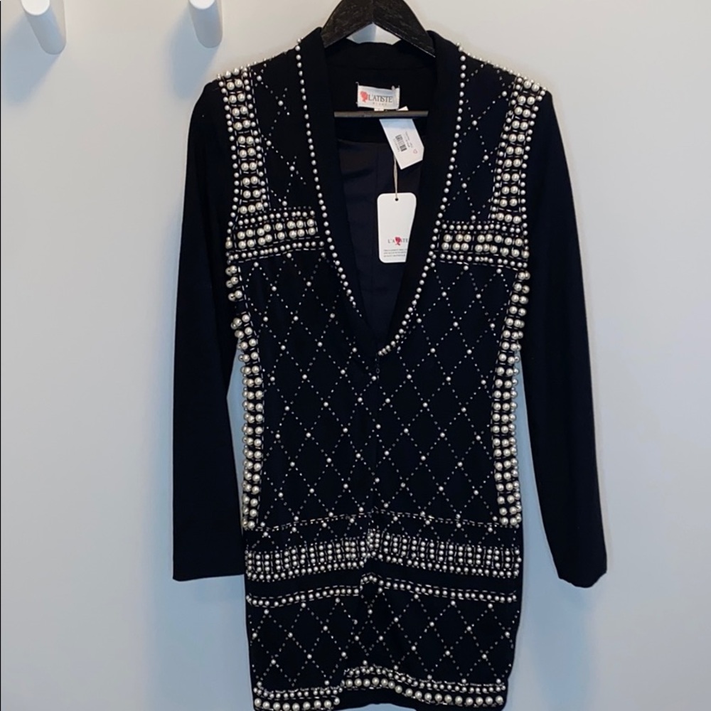 Long Sleeve Dress with Pearl Detailing